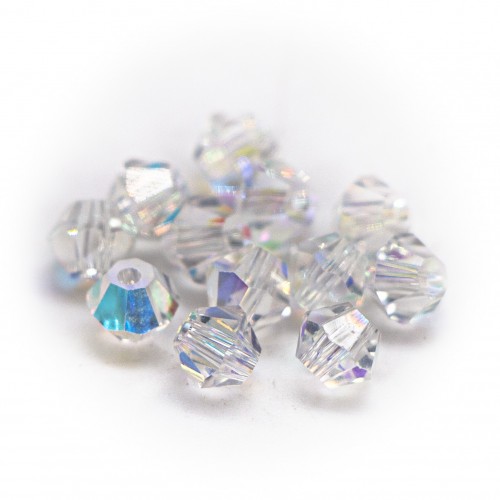 Бусины биконус 4мм, прозрачный радужный